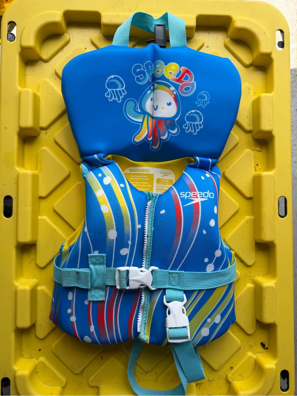 Speedo Blue and Yellow Infant Swim Vest with Playful Print